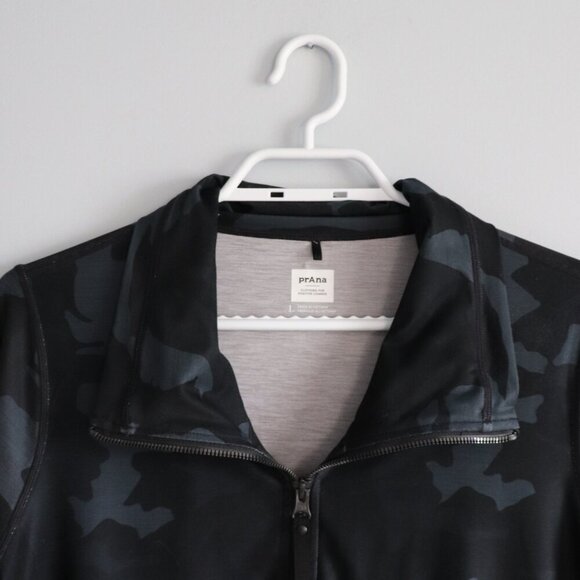 Prana Women's Sz L Camo Lanya‎ Full Zip Pocket Thumb Holes Stretch Active Jacket - Picture 4 of 13